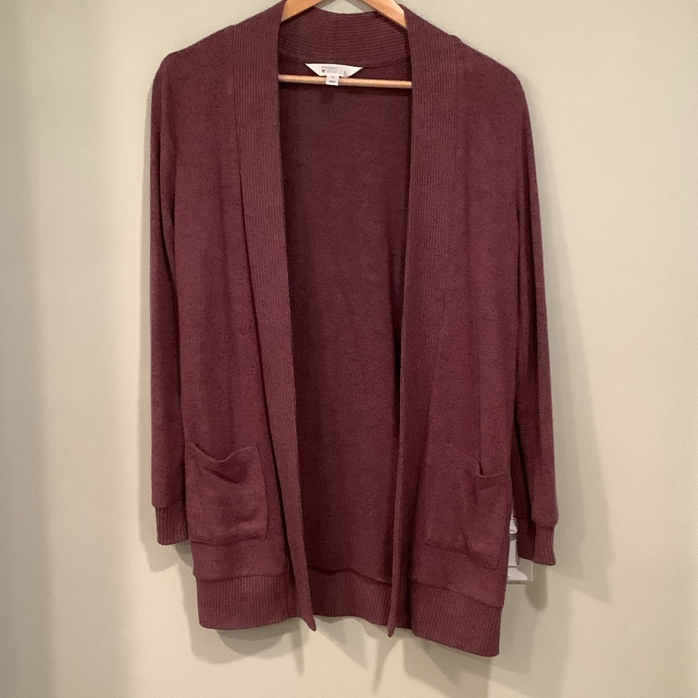 Market & Spruce Burgundy Open Cardigan